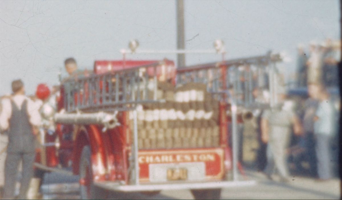 a charleston fire truck on scene to help
