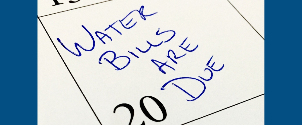 calendar showing water bills due the 20th