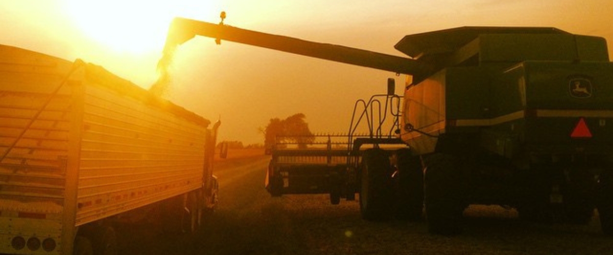 combine in the sunset